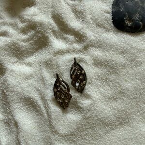 Anthropologie Silver Leaf Earrings